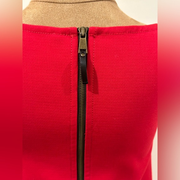 Loft Red Mod Midi Casual  Dress Thick Material Closure Zipper In Back. Sz 4. - Picture 6 of 11